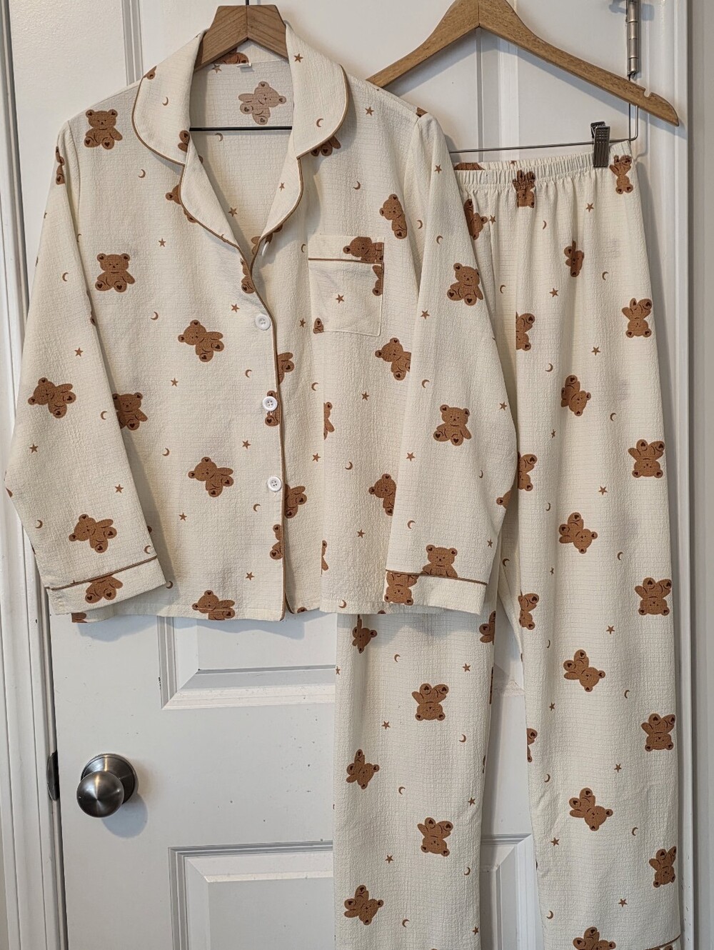 Long Sleeve  Lightweight Teddy Bear Pajamas Size Large